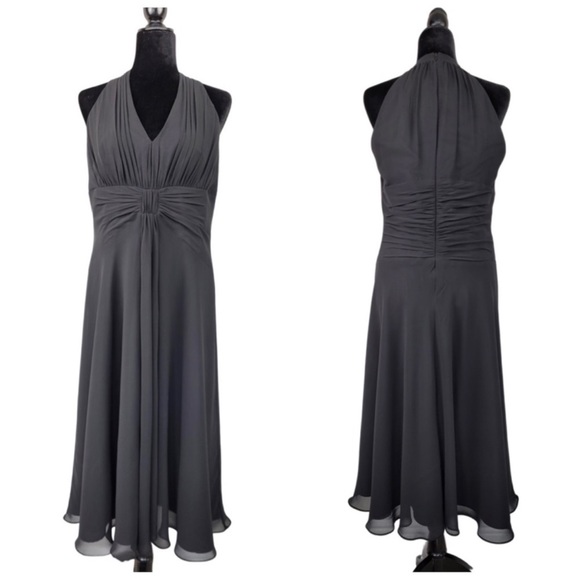 Rena Rowan Chiffon Black Cocktail dress sleeveless size 14 - Picture 2 of 11